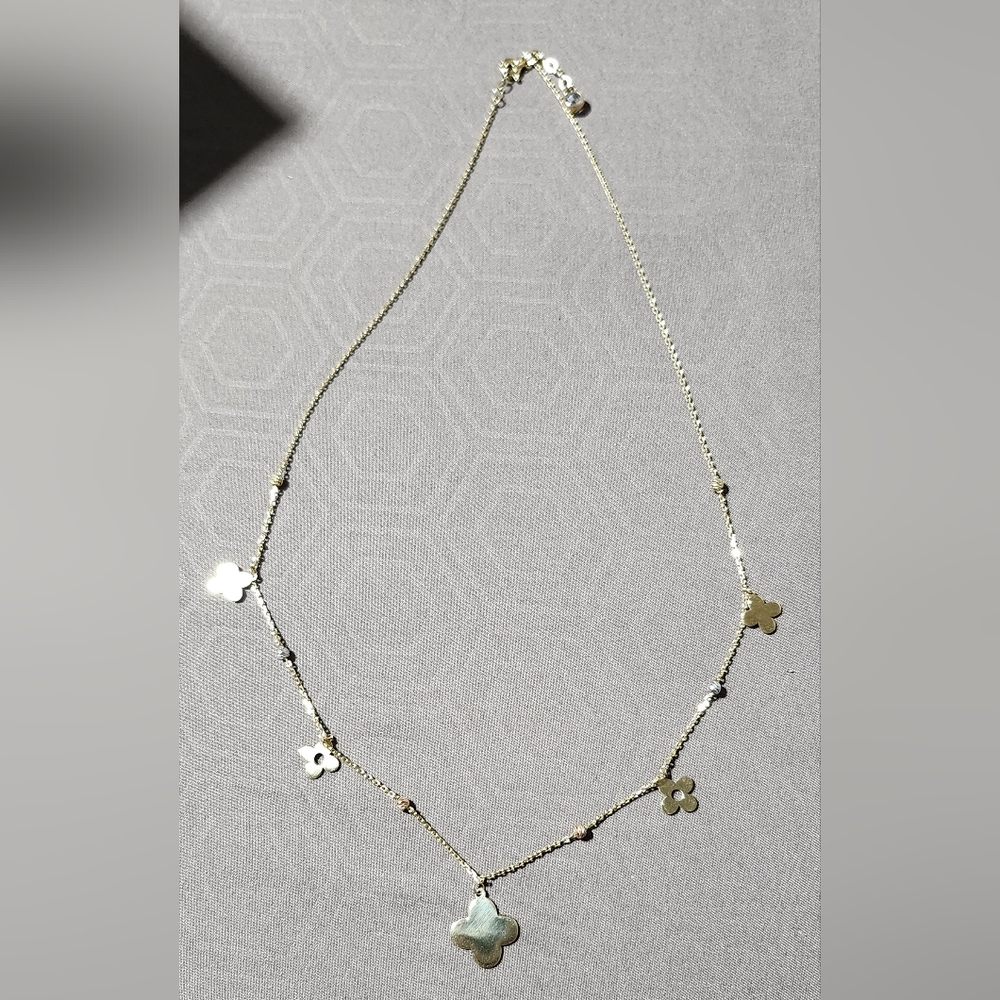 guaranteed real 14k solid gold clover choker size 18 - Picture 6 of 6